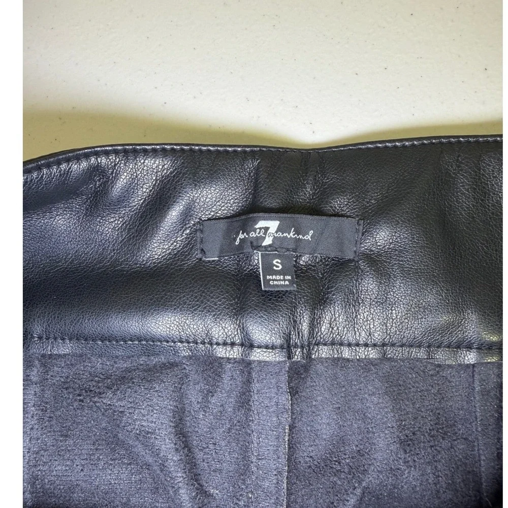 7 For All Mankind Faux Leather Pants Black Pleated Waist Womens‎ Size S
